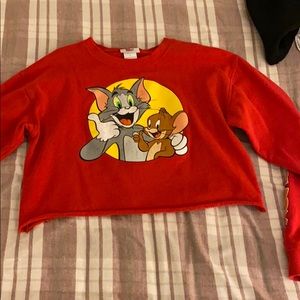 tom and jerry cropped sweater